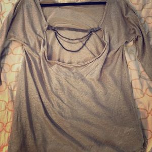 Alice & Olivia metallic top with detailed chain